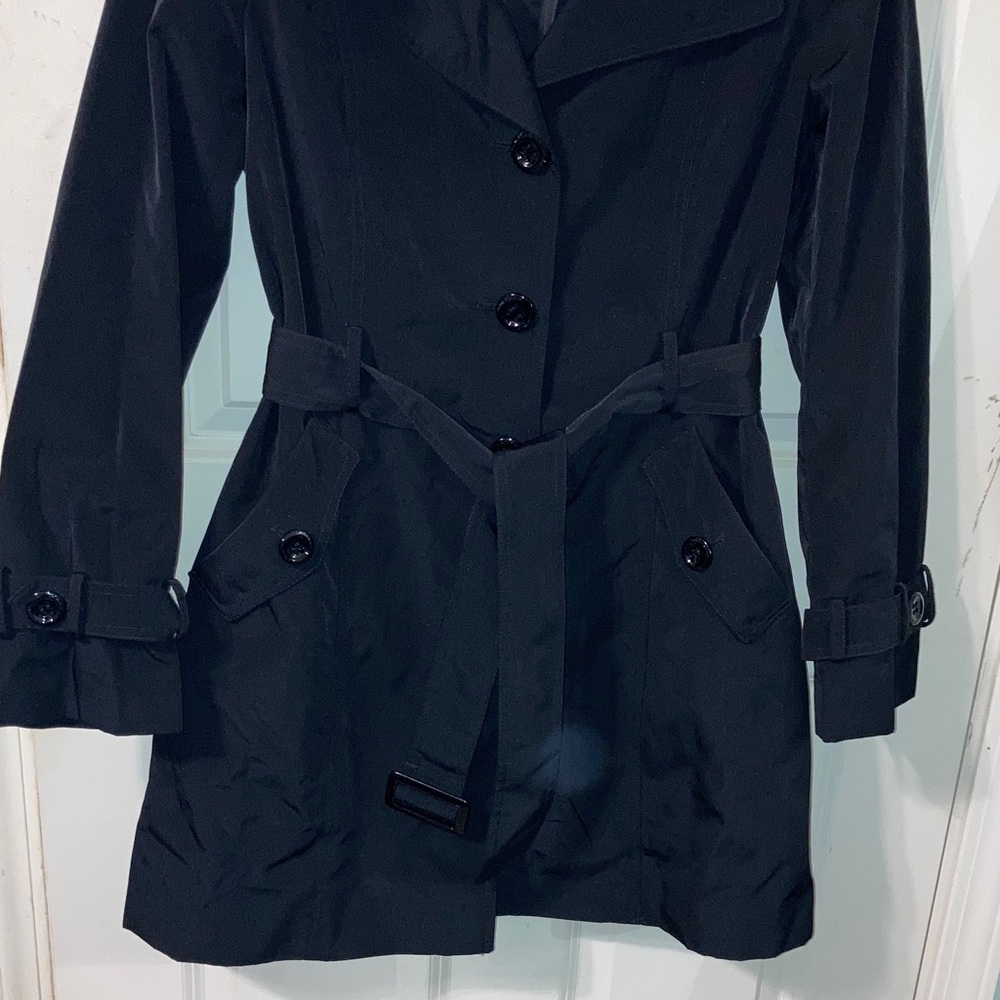 Calvin Klein Classic Black Trench Coat Small S - Picture 5 of 12